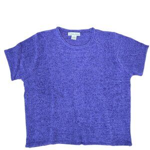 Vintage NWOT Stephanie Andrews Purple Knit Short Sleeve Top Womens L